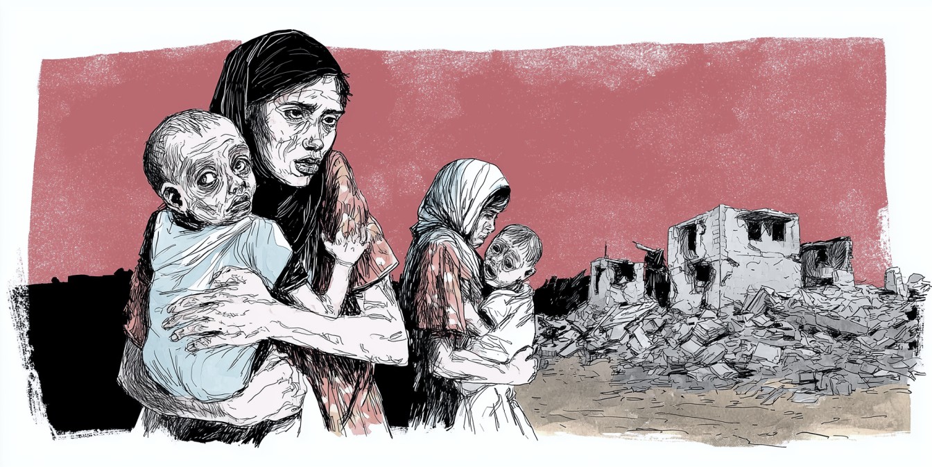 صورة لأم تحتضن طفلها